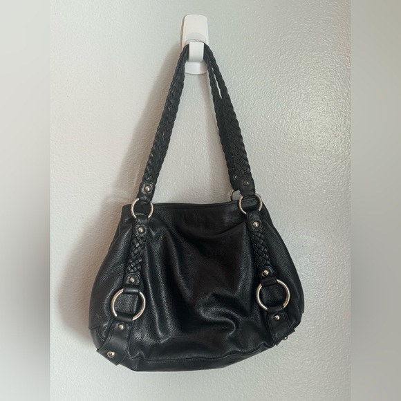 Banana Republic Genuine Leather Black with Silver Hardware Bag - Picture 1 of 8